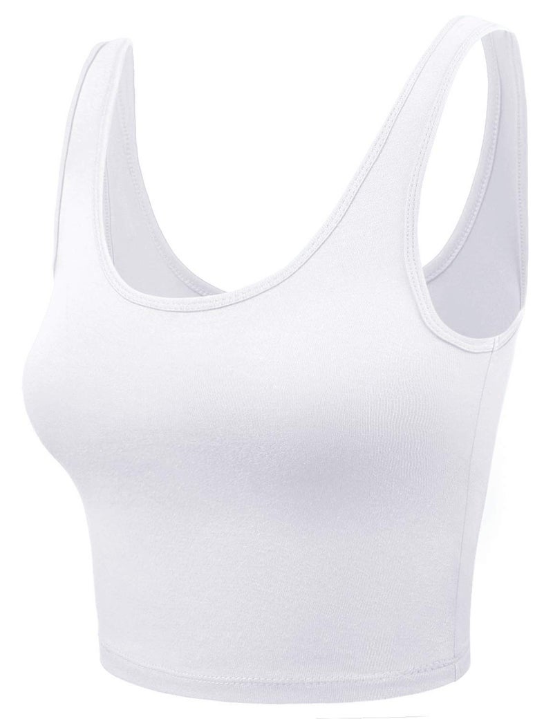 HATOPANTS Women Sleeveless Racerback Crop Tank Top Cami Backless Scoopneck Shirts White L - Image 2